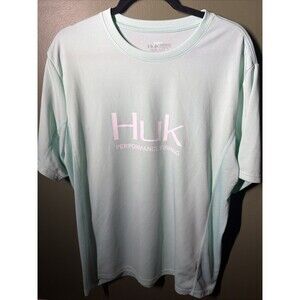 Huk Men's Icon X Carolina Blue Short Sleeve Performance Fishing Shirt - Large